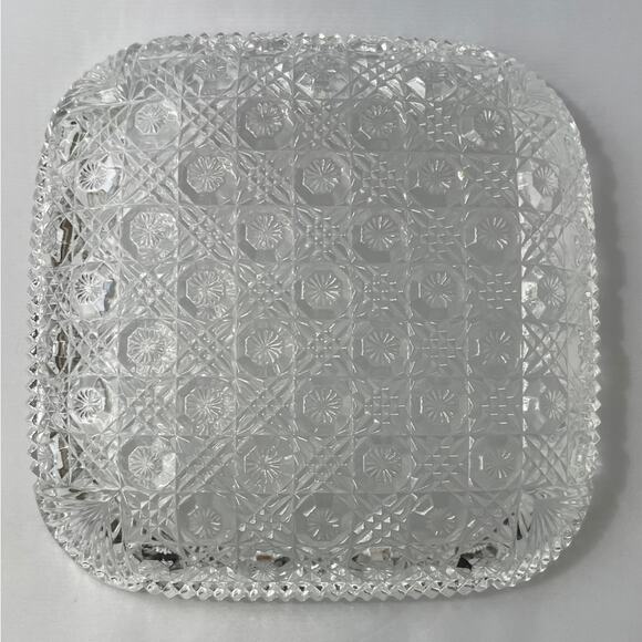 Vintage Hoya‎ Crystal Cordial Glass Collection 9.5” Square Serving Plate EUC - Picture 5 of 7